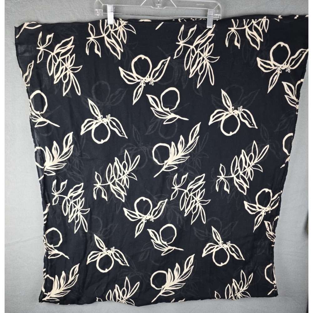 Madewell Scarf Women OS Black Olive Botanical Print Cotton Wrap Sarong Boho